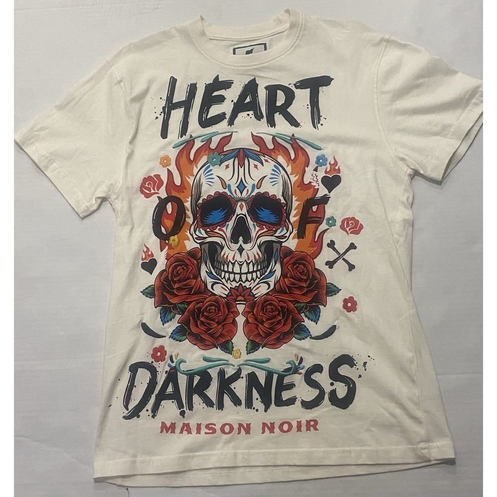 Maison Noir Fire Floral Skull Tshirt. Medium